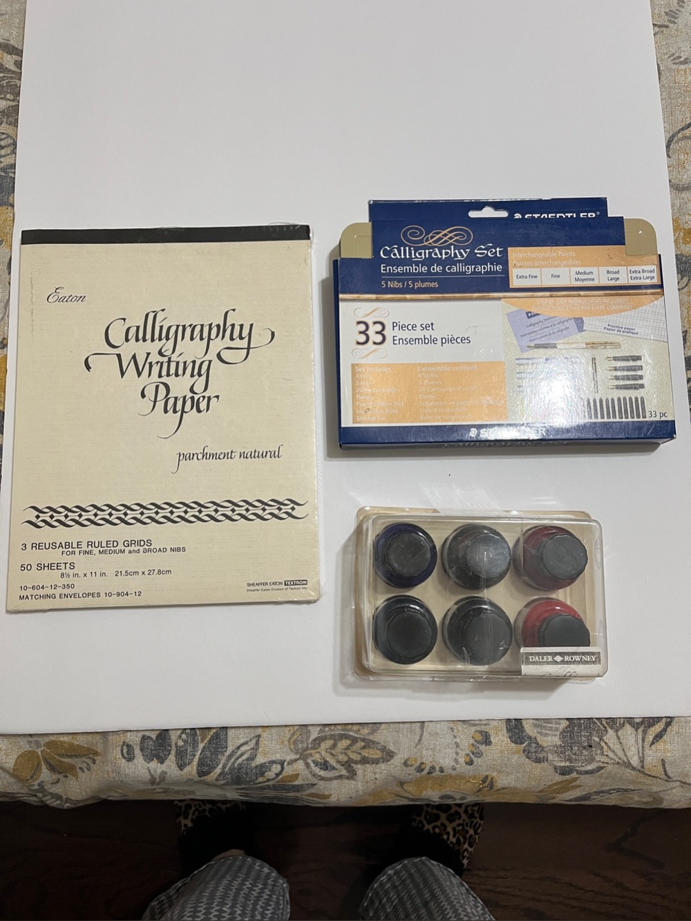 Calligraphy Writing Paper & Set with Ink Pots - Parchment Natural